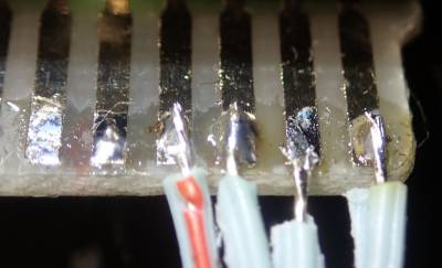 Stepper motor wires soldered to PCB edge connector