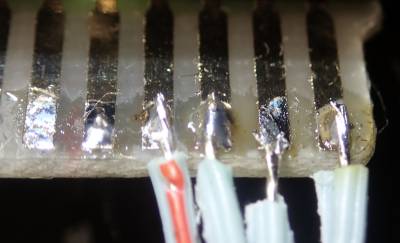 Stepper motor wires soldered to PCB edge connector
