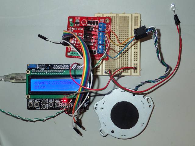 Arduino, LCD, Stepper controller, stepper motor