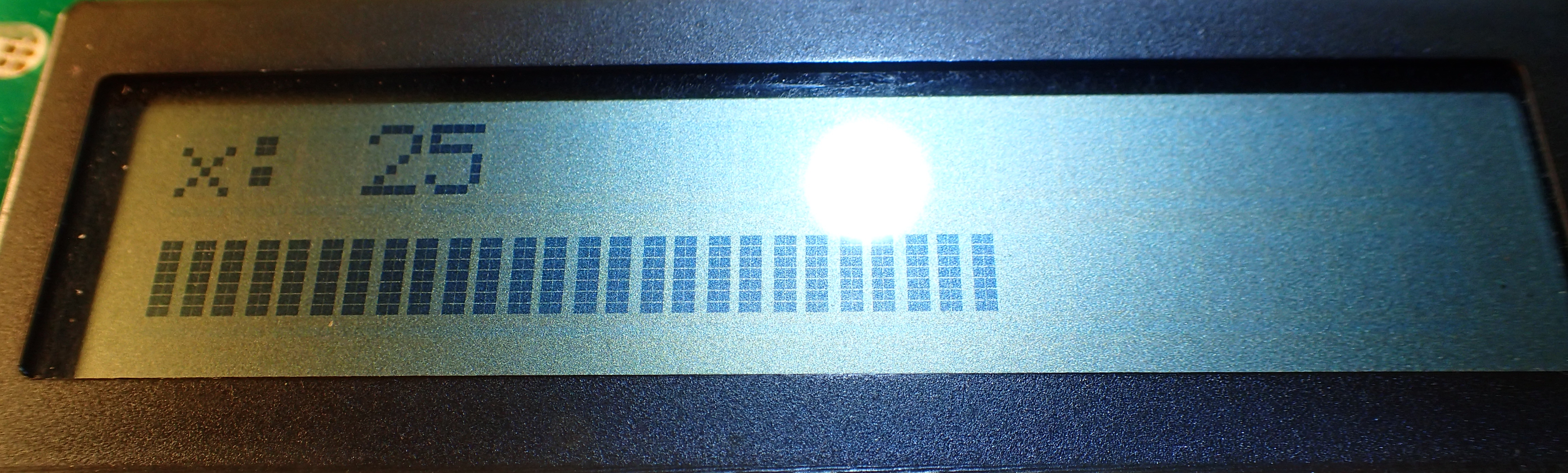 uPD7228 LCD displaying mixed bar graph and text