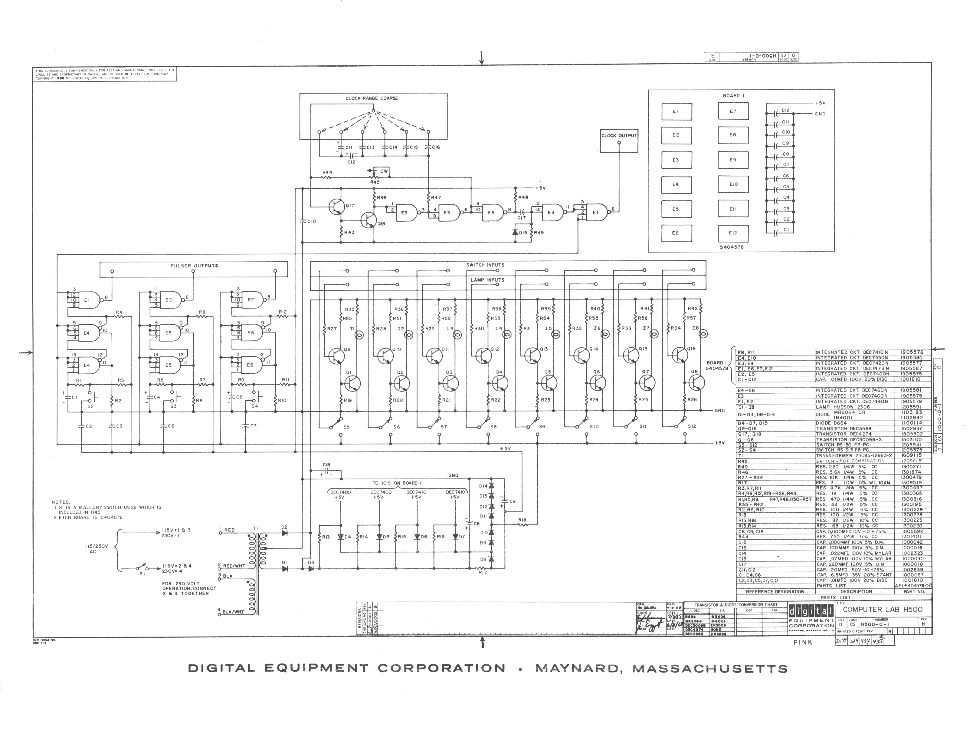 DEC H-500 schematic
