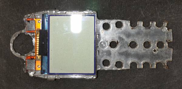 Nokia 1100 LCD overview with board, top
