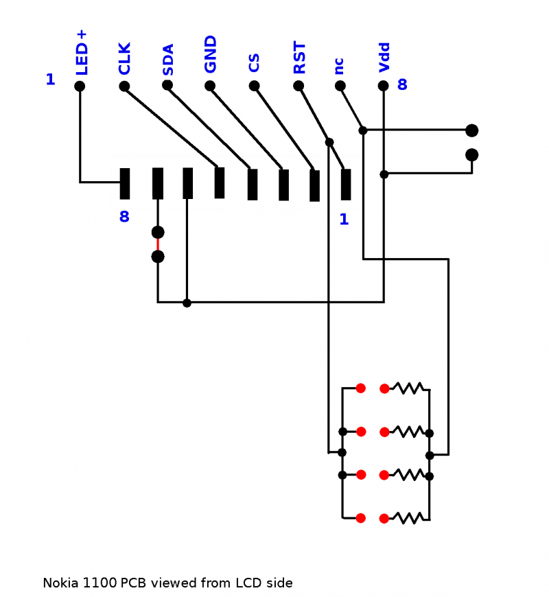 Modified Nokia 3310 PCB circuit