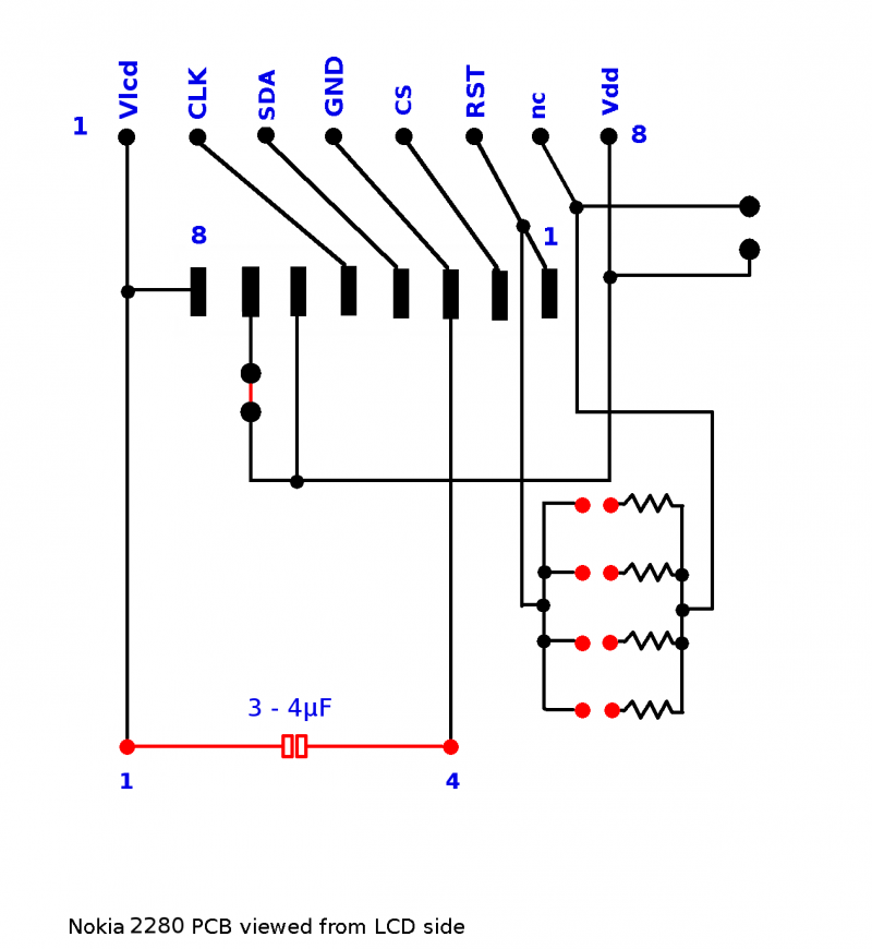Modified Nokia 3310 PCB circuit
